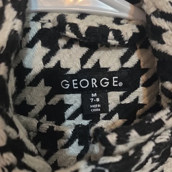 George Black and White Houndstooth Dress Coat - Picture 2 of 4